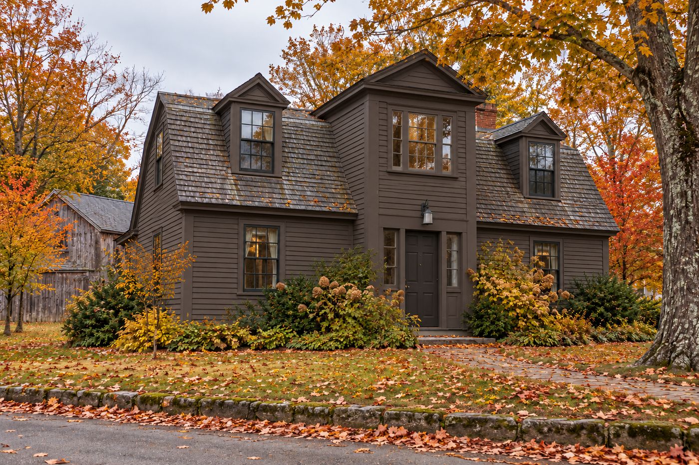 The de Gannes-Cosby House, a 1708 Acadian-style home with a gambrel roof and clapboard siding in Annapolis Royal, Nova Scotia