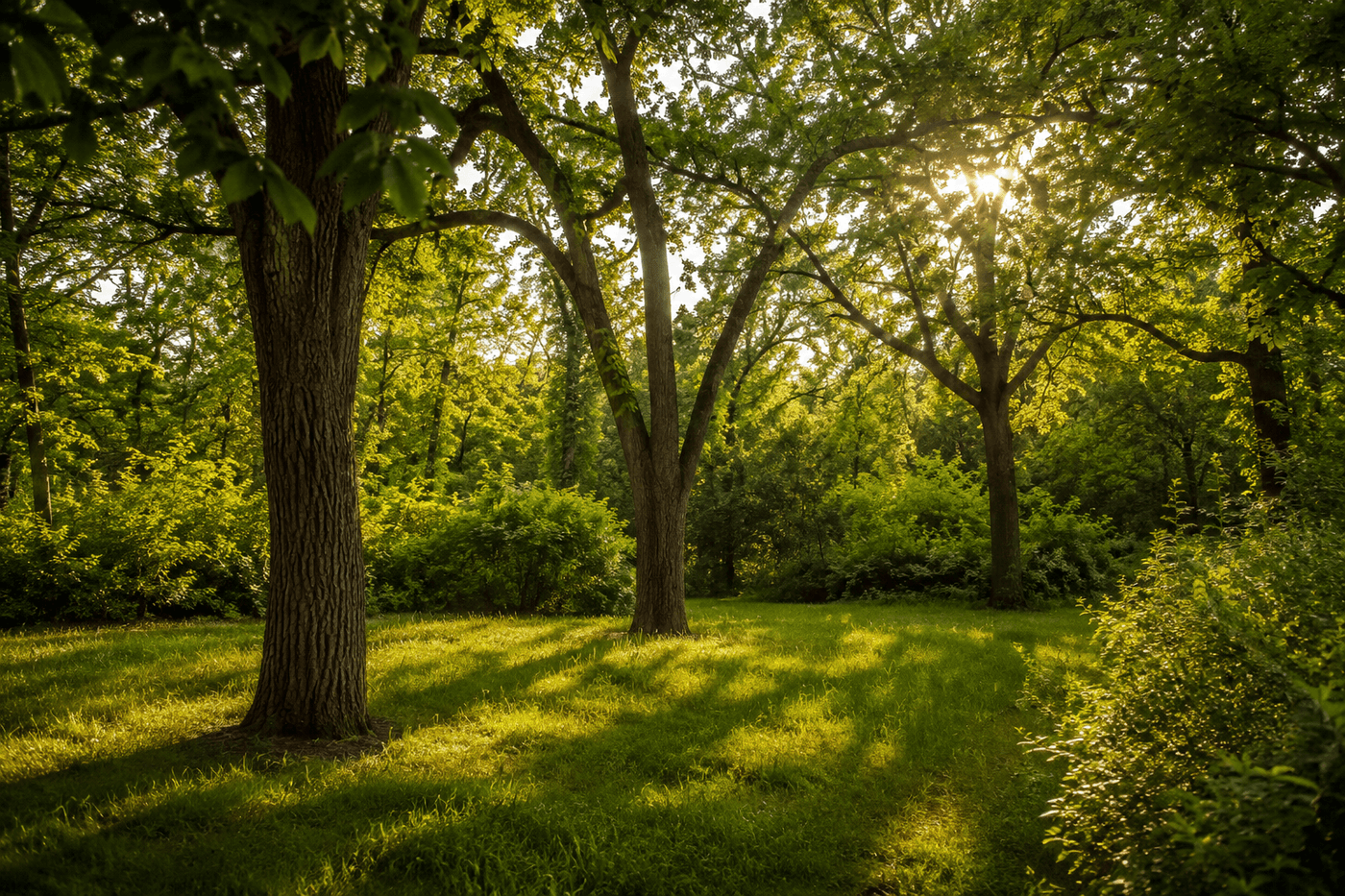 Mature wooded landscape and private grounds in Bartlesville, Oklahoma