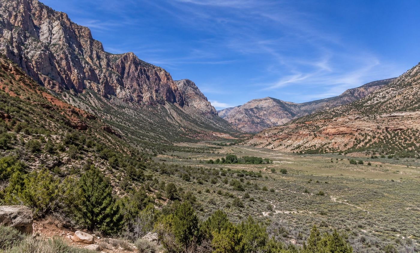 The sweeping Wasatch Mountain range above Hobble Creek Canyon near Springville, Utah