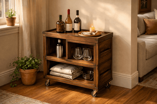 Stack & Roll: Build a Rustic Crate Bar Cart