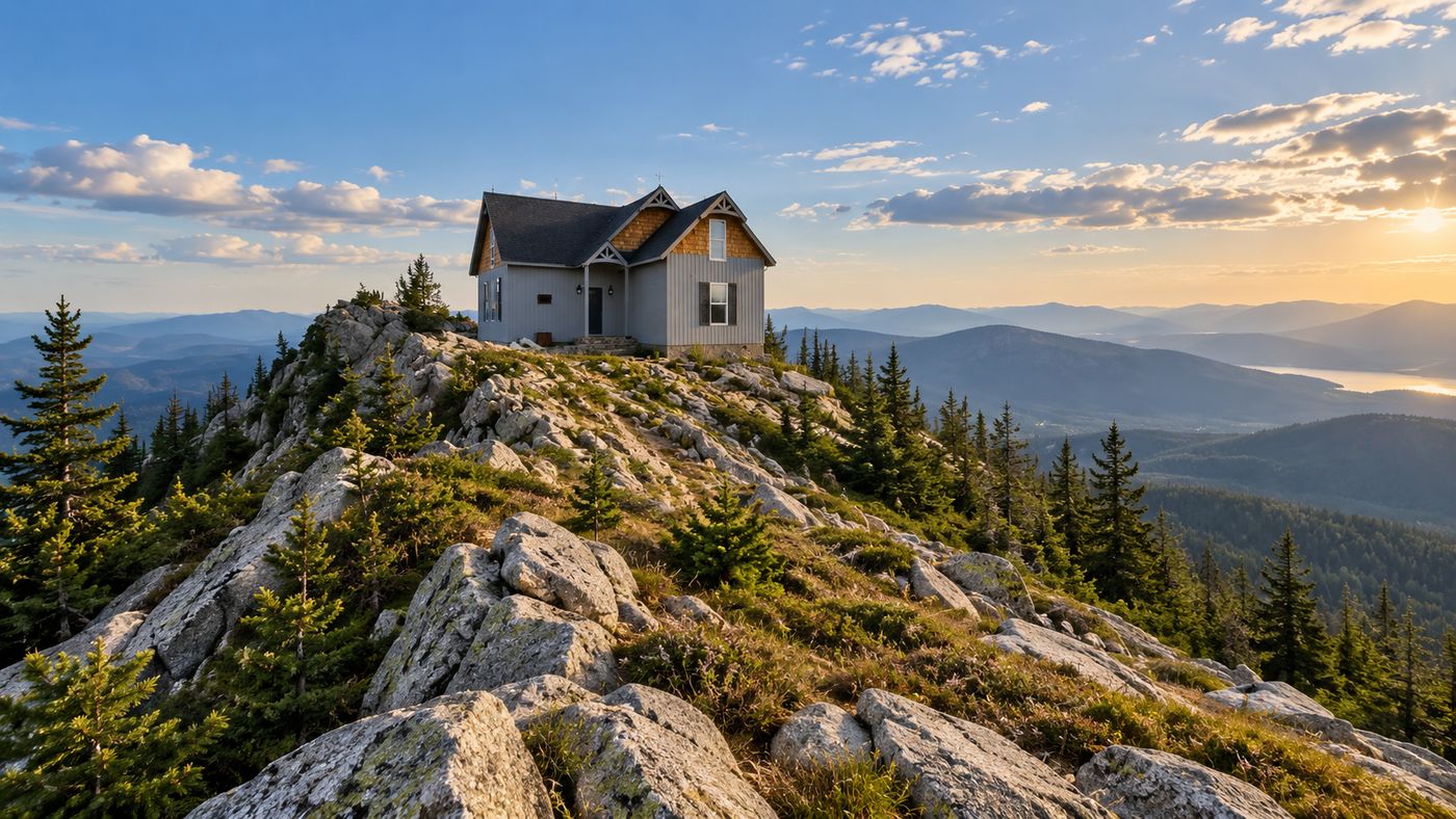 Off-grid cabin perched at 8,500 feet on Mineral Hill near Elk City, Idaho