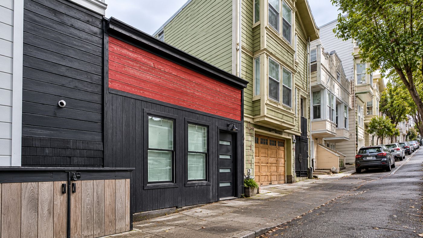 Small modern semi-detached home with wood ceiling and skylight in Precita Park, San Francisco