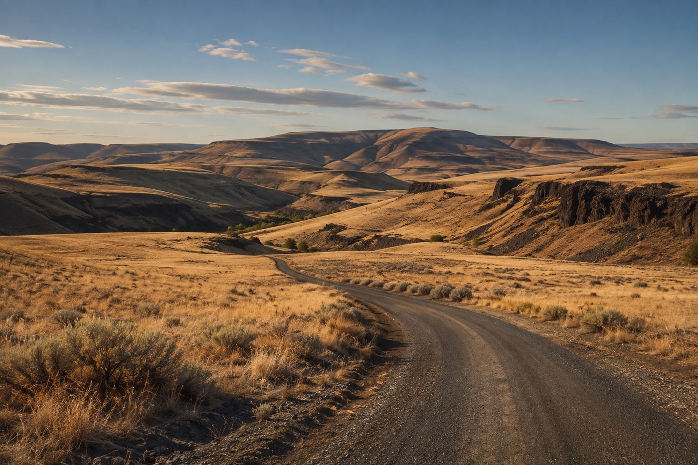 Rolling dry grassland hills in Eastern Washington near Odessa