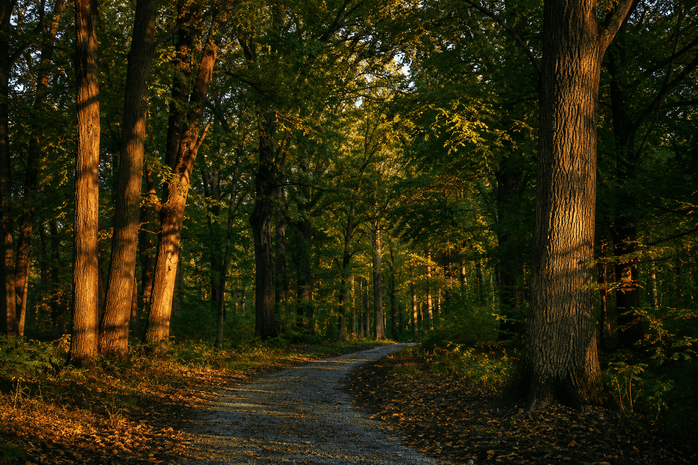 Wooded parkland and nature trails inside Murphy Hanrehan Park Reserve, Prior Lake, Minnesota