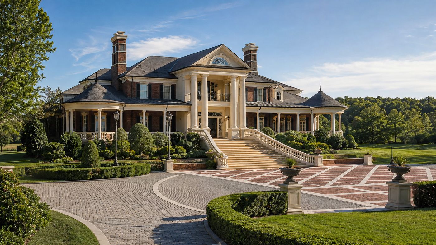 Grand European-inspired estate with a two-story foyer and sweeping grounds in Suwanee, Georgia