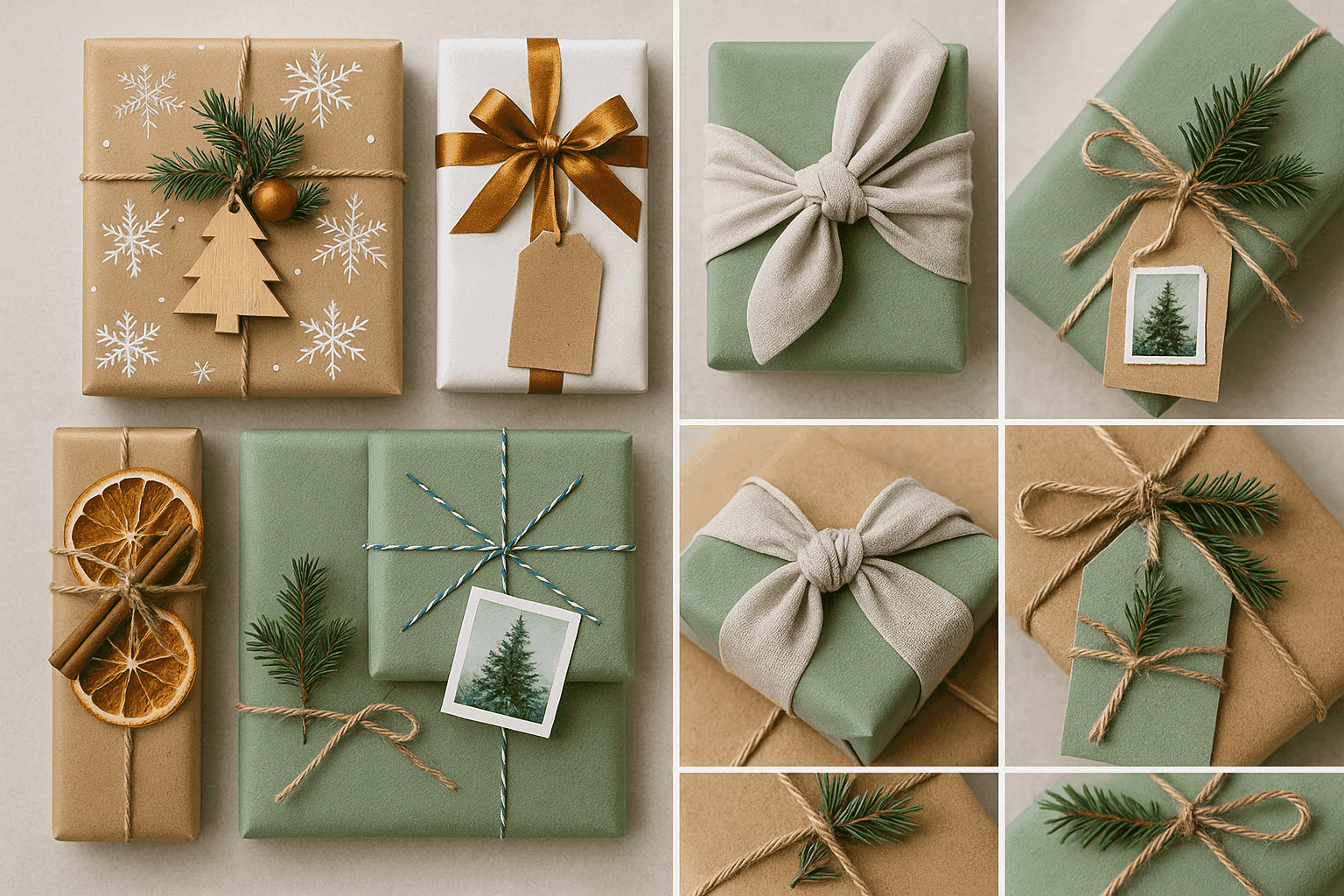 Beautifully wrapped holiday gifts with creative personalized elements