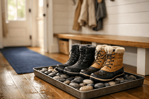 Mudroom Magic: River Rock Boot Tray That Drains Itself